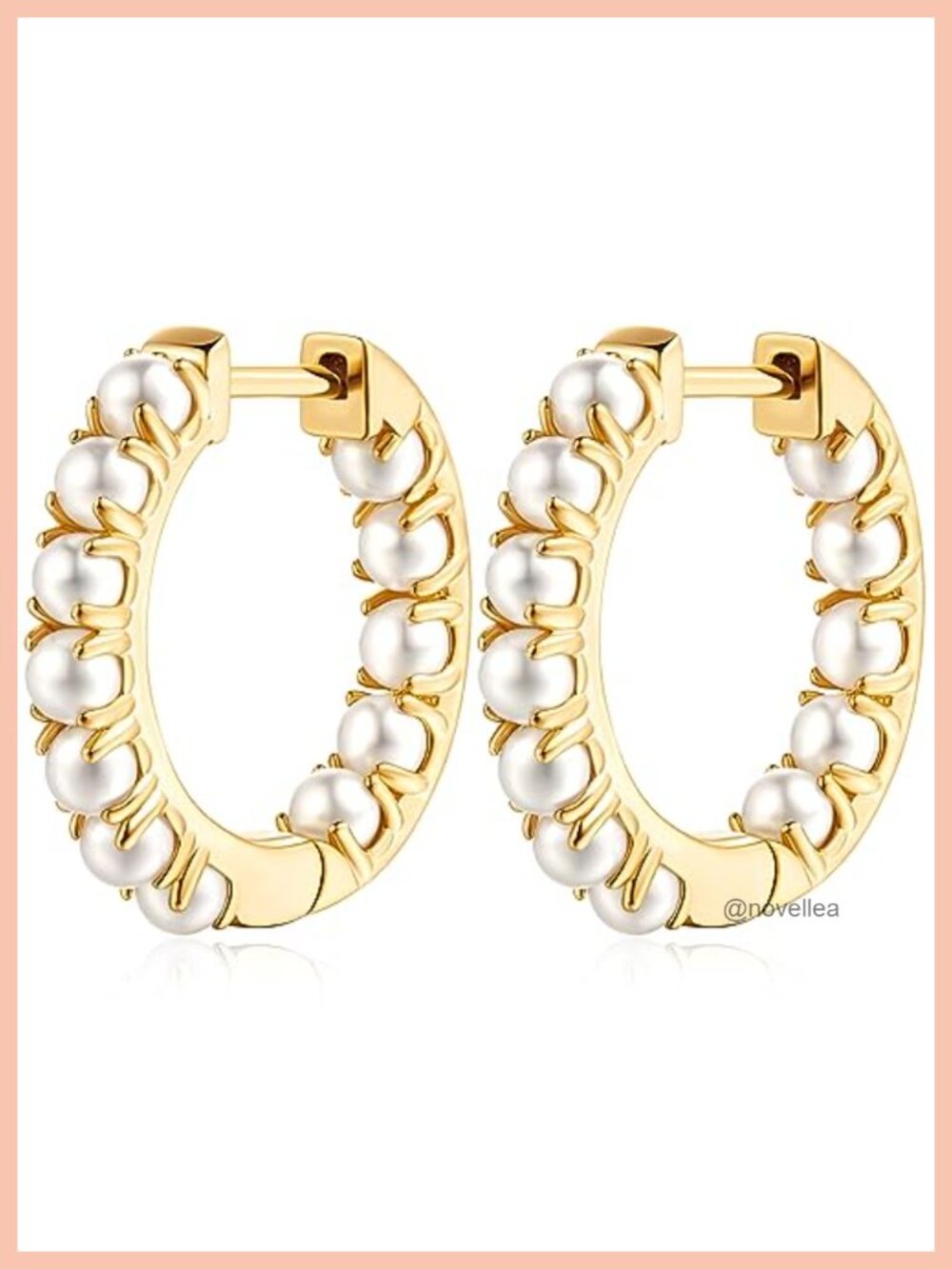 14K Gold Plated Pearl Hoop Earrings for Women, 20mm